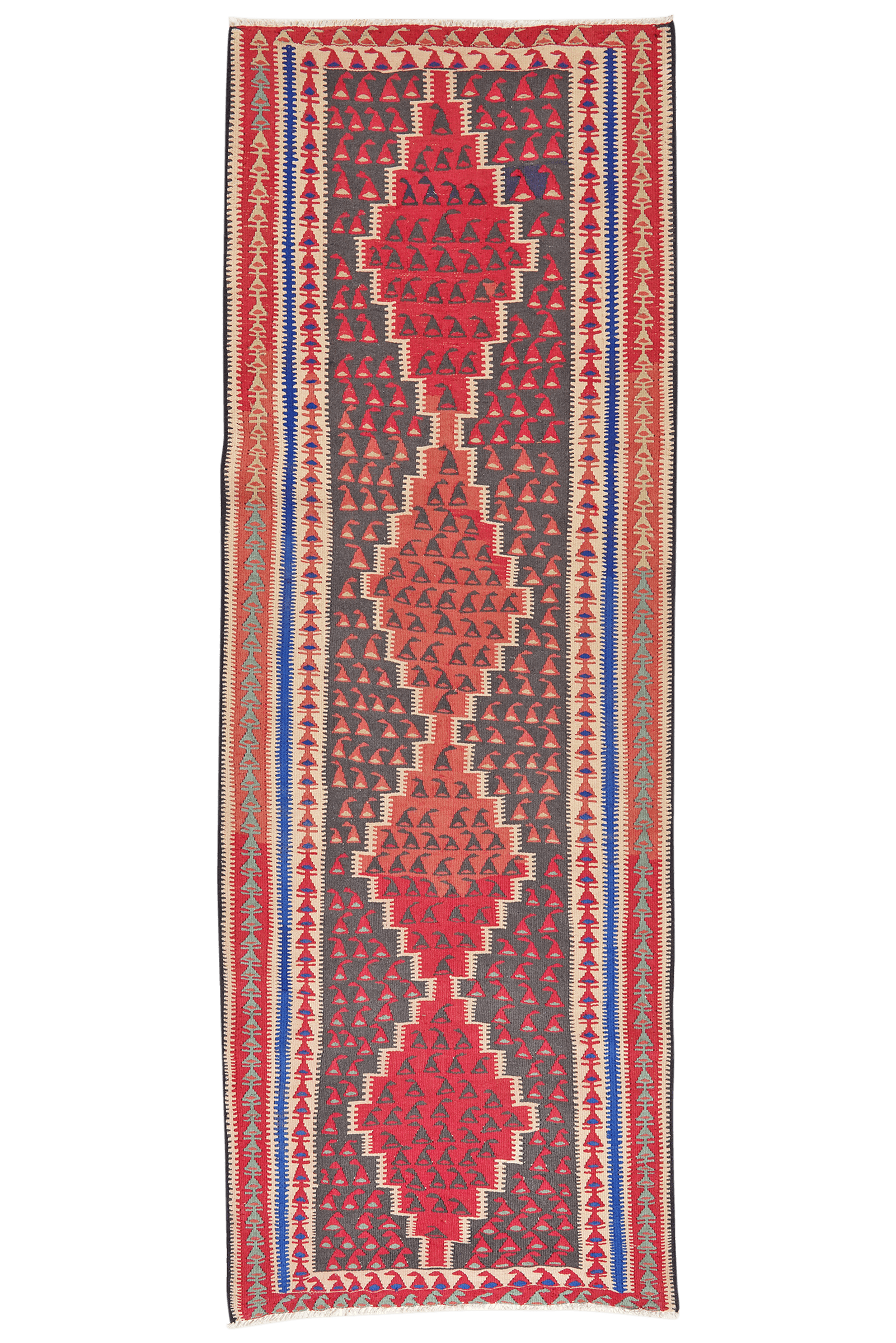 Kelim Harssin — Handmade, 107x308 cm, Black, 100% Virgin Wool | Main view