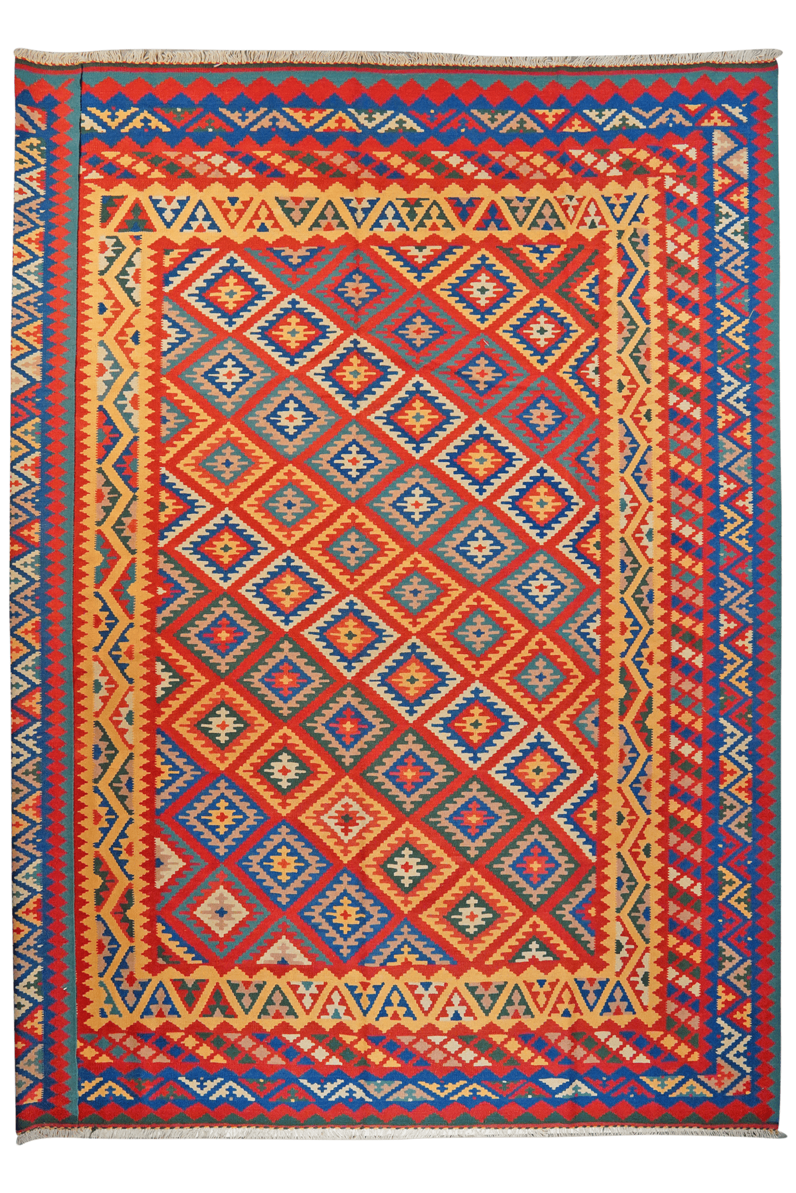 Kelim Gashgai — Handmade, 320x403 cm, Red, 100% Virgin Wool | Main view