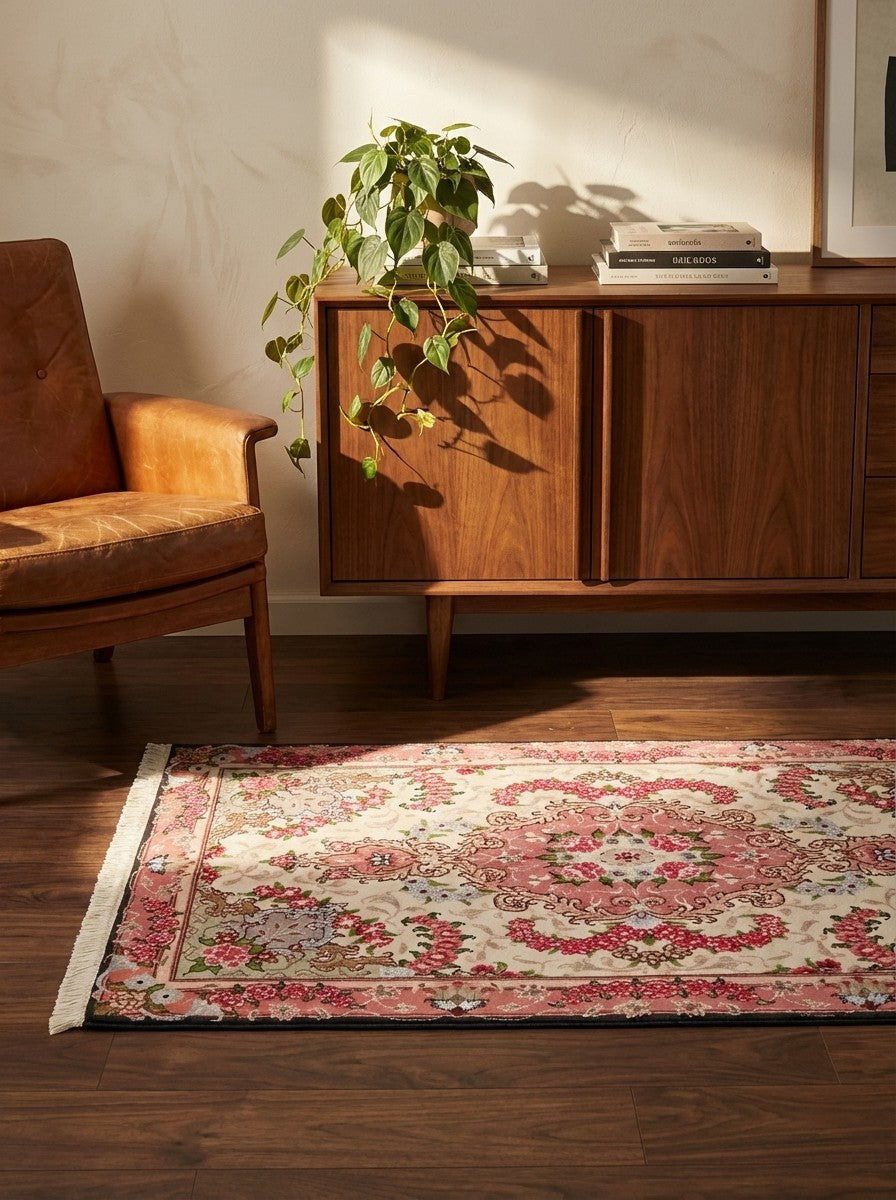Tabriz 50 Raj — Hand-knotted, 60x92 cm, Beige, 100% Virgin Wool | Back view