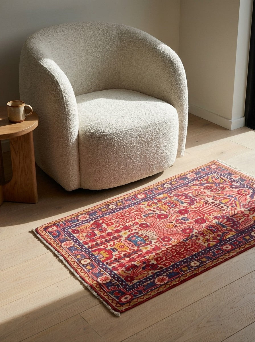 Djozan — Hand-knotted, 65x101 cm, Beige, 100% Virgin Wool | Detail view