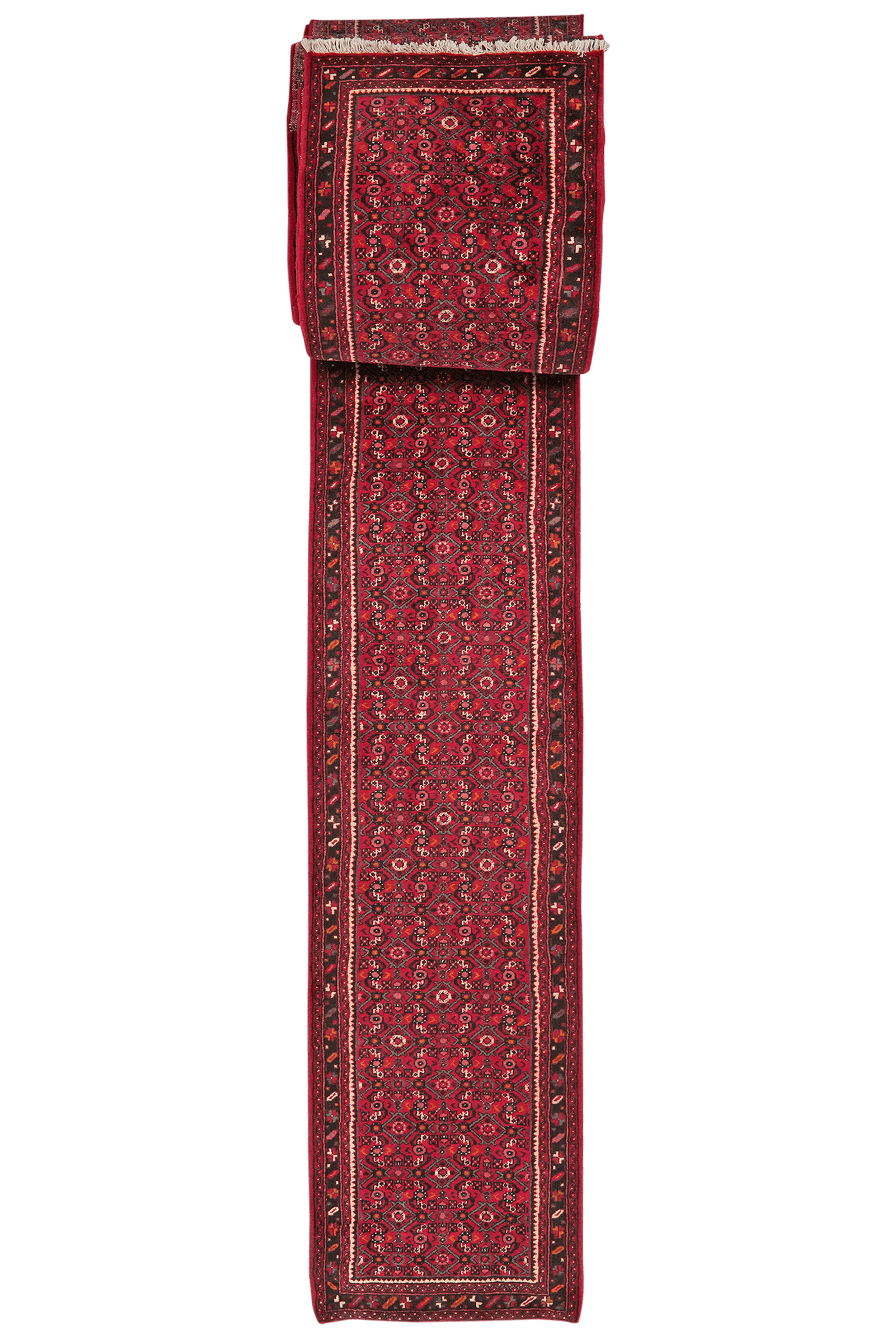 Hosseinabad — Hand-knotted, 78x2070 cm, Red, 100% Virgin Wool | Main view