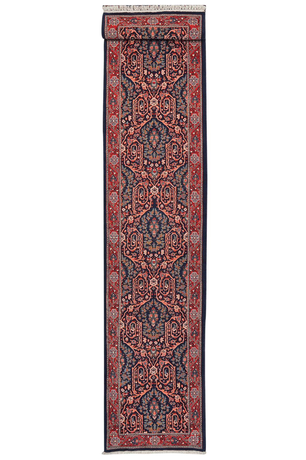Sarough — Hand-knotted, 85x425 cm, Blue, 100% Virgin Wool | Main view