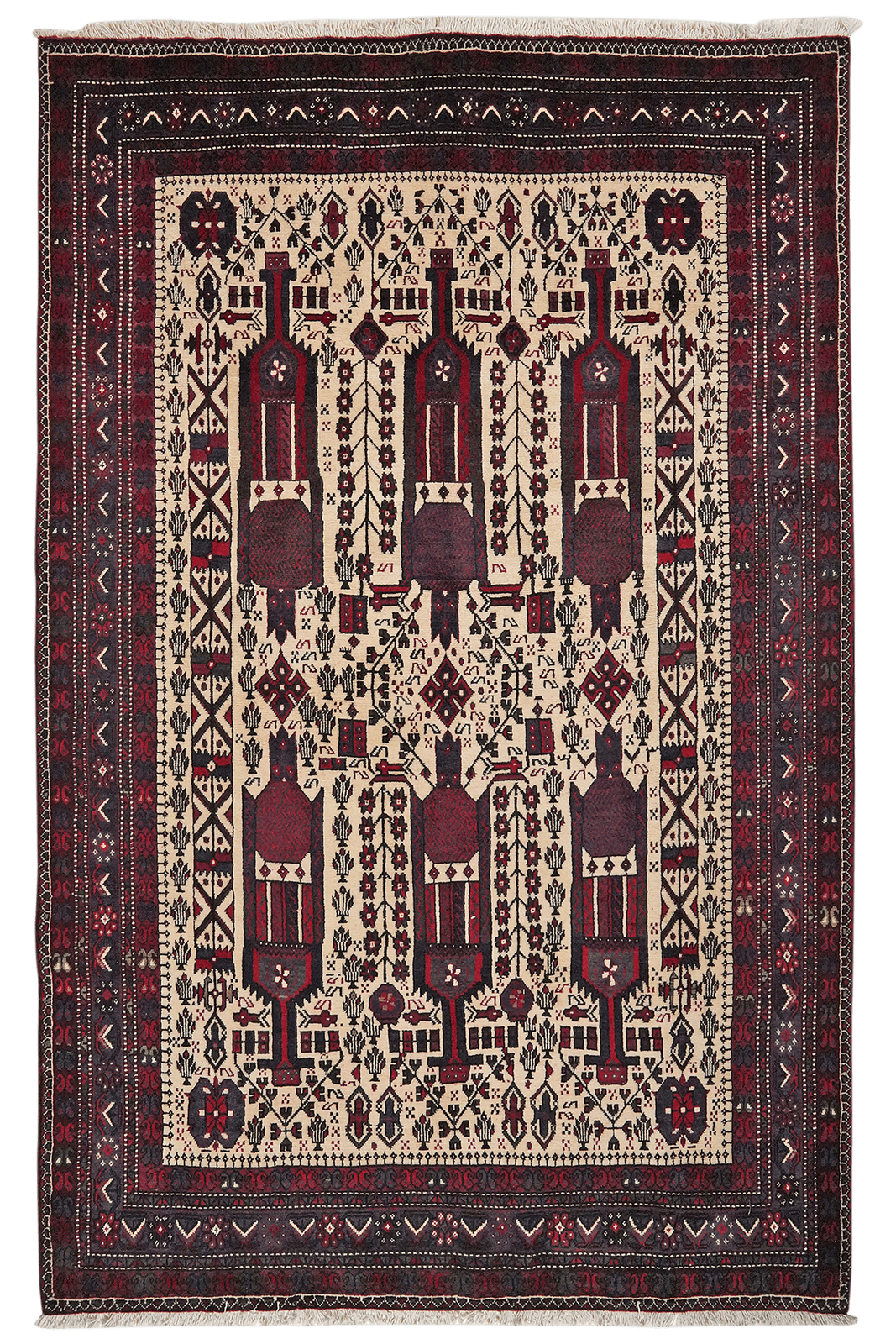 Afshar — Hand-knotted, 160x247 cm, Beige, 100% Virgin Wool | Main view