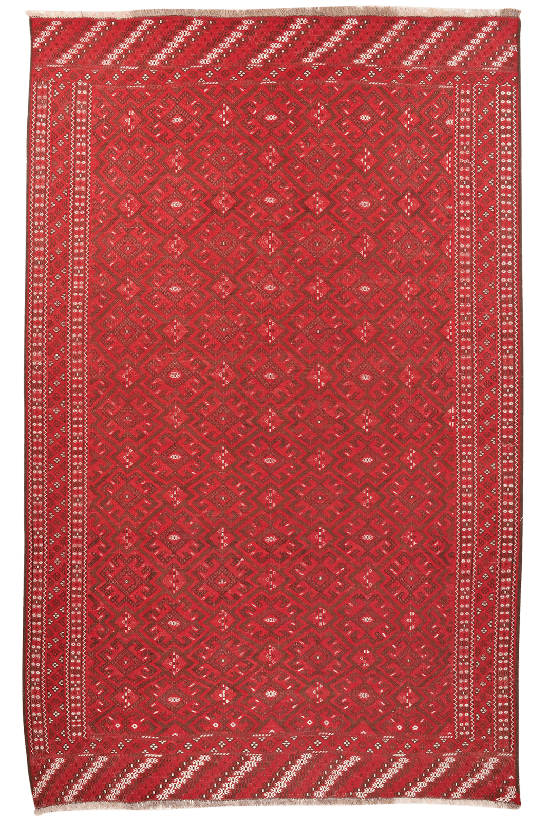 Kelim Turkman — Handmade, 201x321 cm, Red, 100% Virgin Wool | Main view