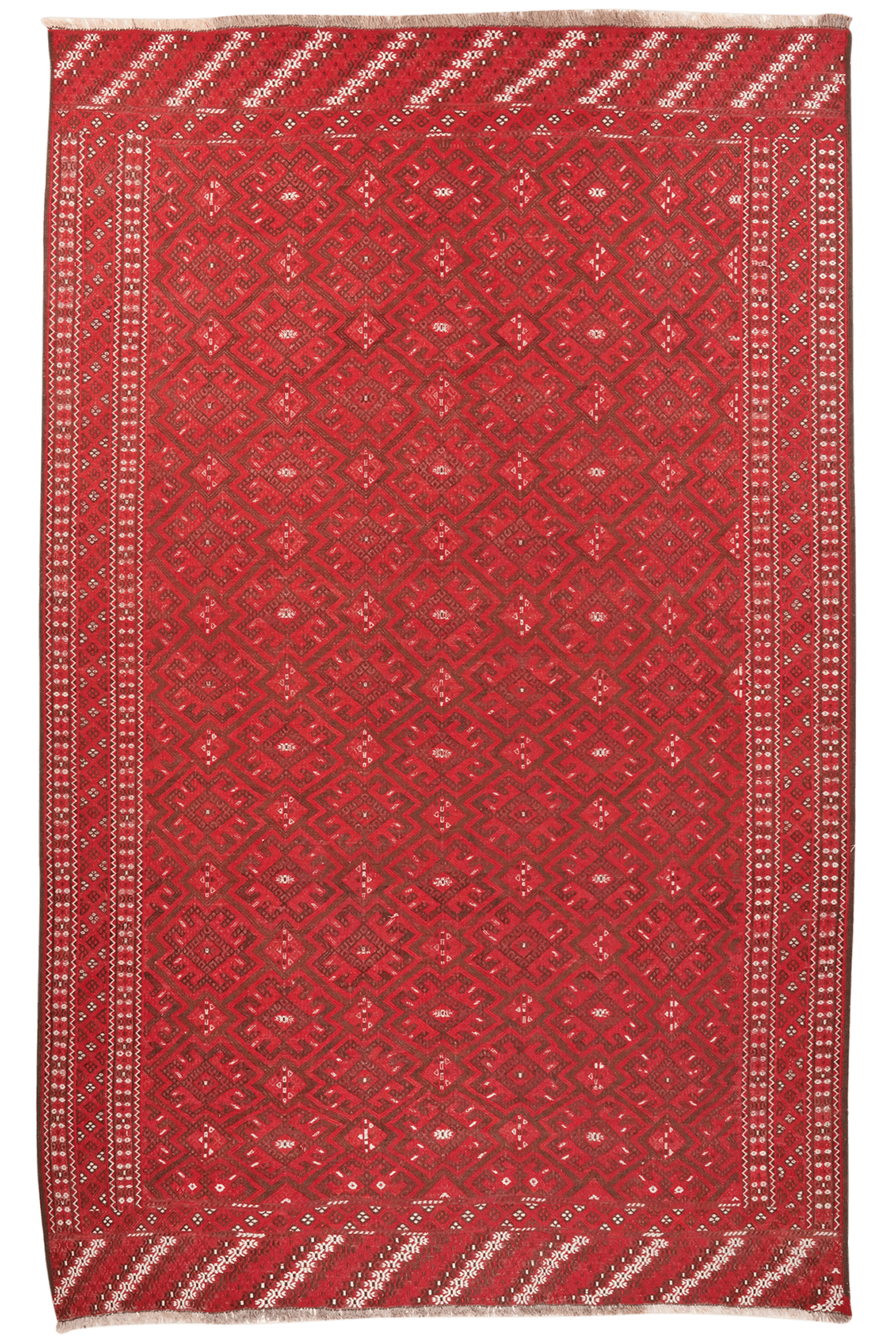 Kelim Turkman — Handmade, 201x321 cm, Red, 100% Virgin Wool | Main view