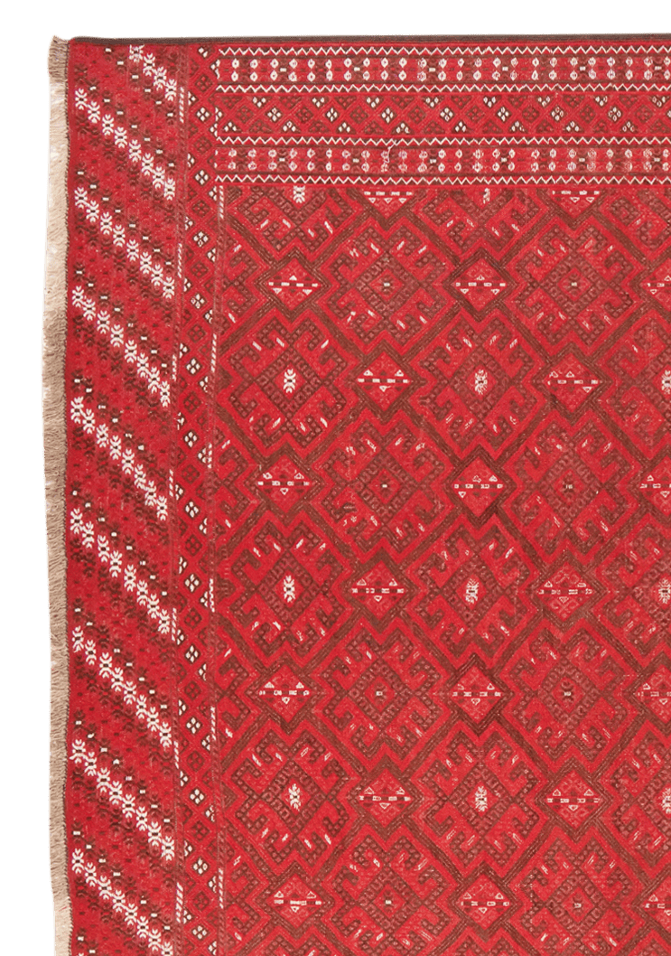 Kelim Turkman — Handmade, 201x321 cm, Red, 100% Virgin Wool | View 3
