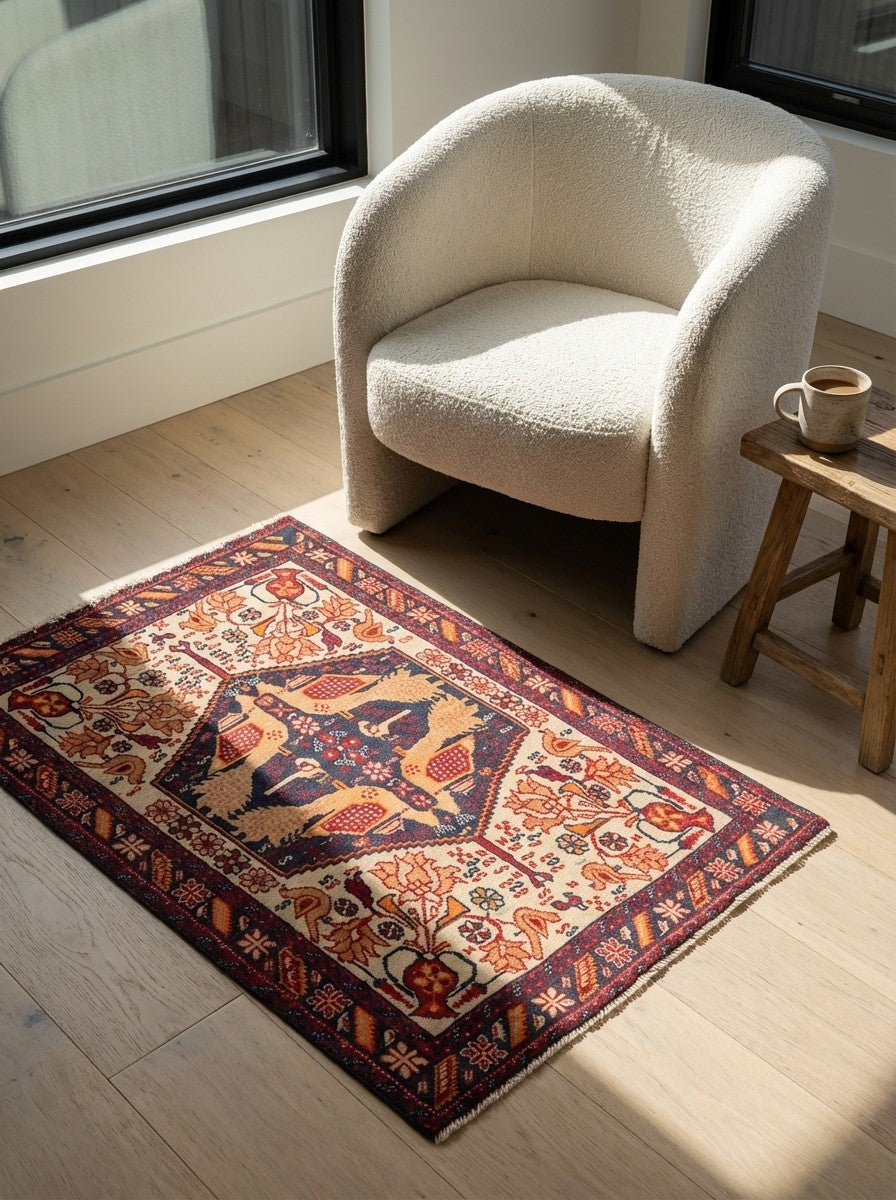 Belutch — Hand-knotted, 66x89 cm, Beige, 100% Virgin Wool | Detail view