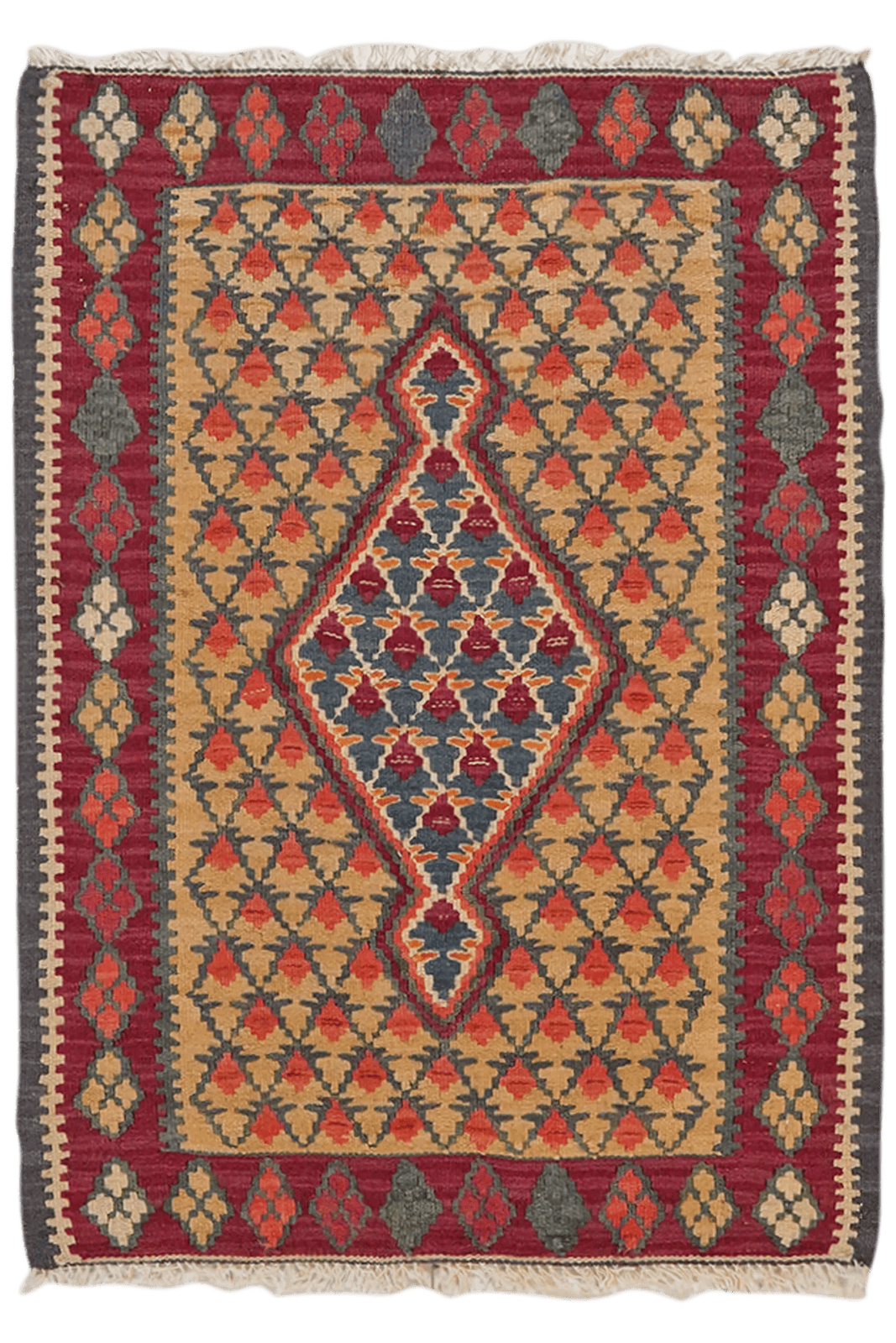 Kelim Senneh — Handmade, 63x86 cm, Beige, 100% Virgin Wool | Main view