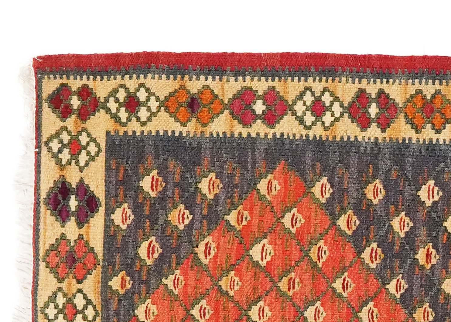 Kelim Senneh — Handmade, 61x91 cm, Blue, 100% Virgin Wool | View 3