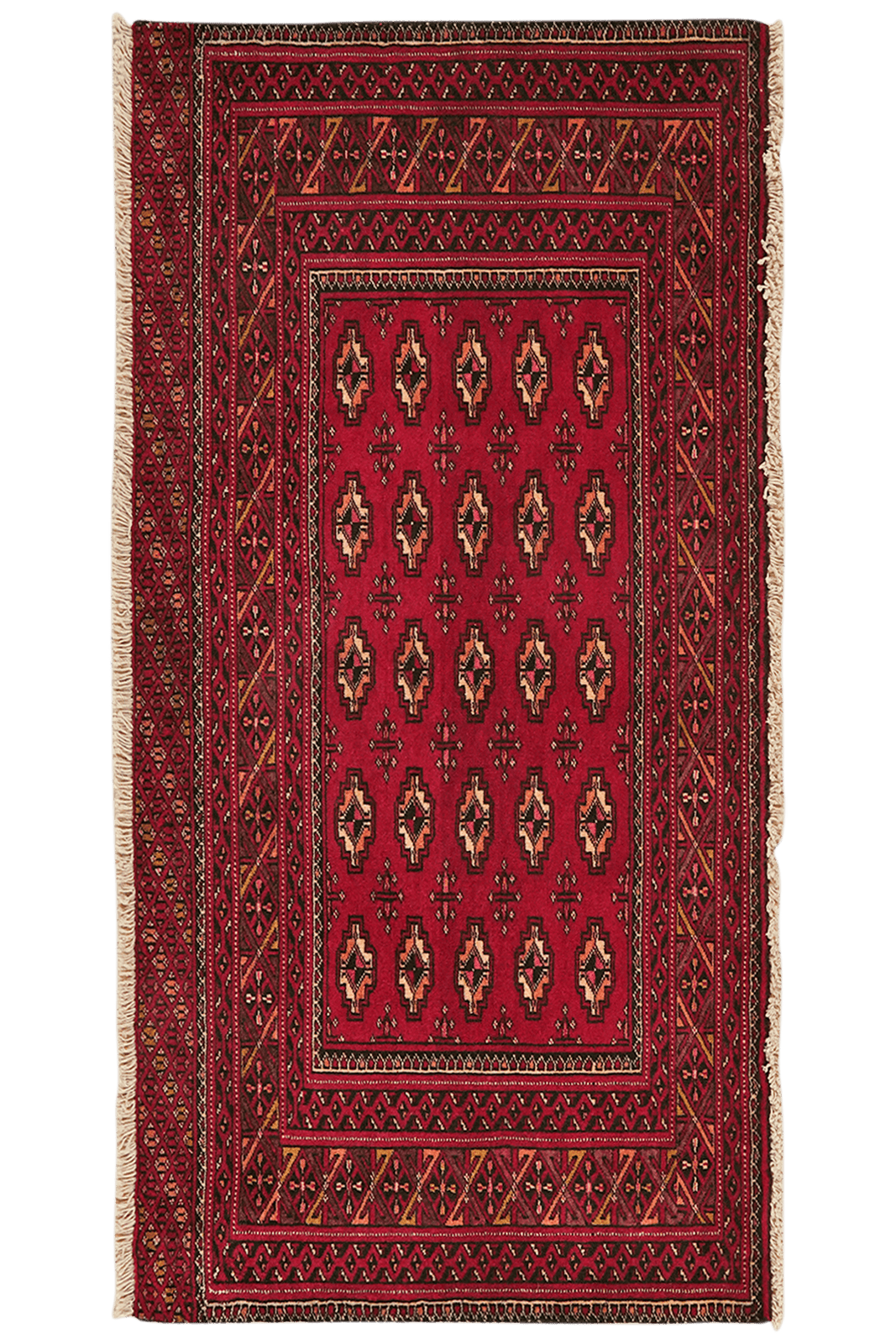 Belutch — Hand-knotted, 130x64 cm, Red, 100% Virgin Wool | Main view