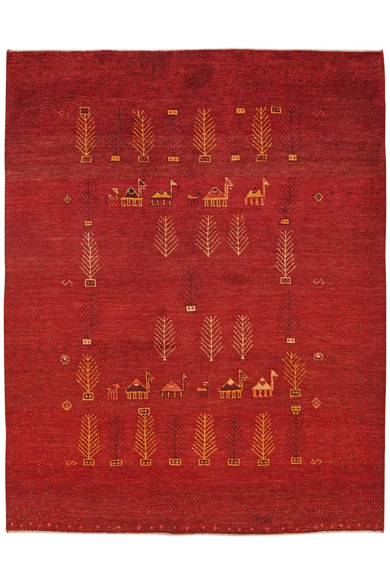 Rizbaf — Handgefertigt, 192x149 cm, Rot, 100% Virgin Wool | Main view