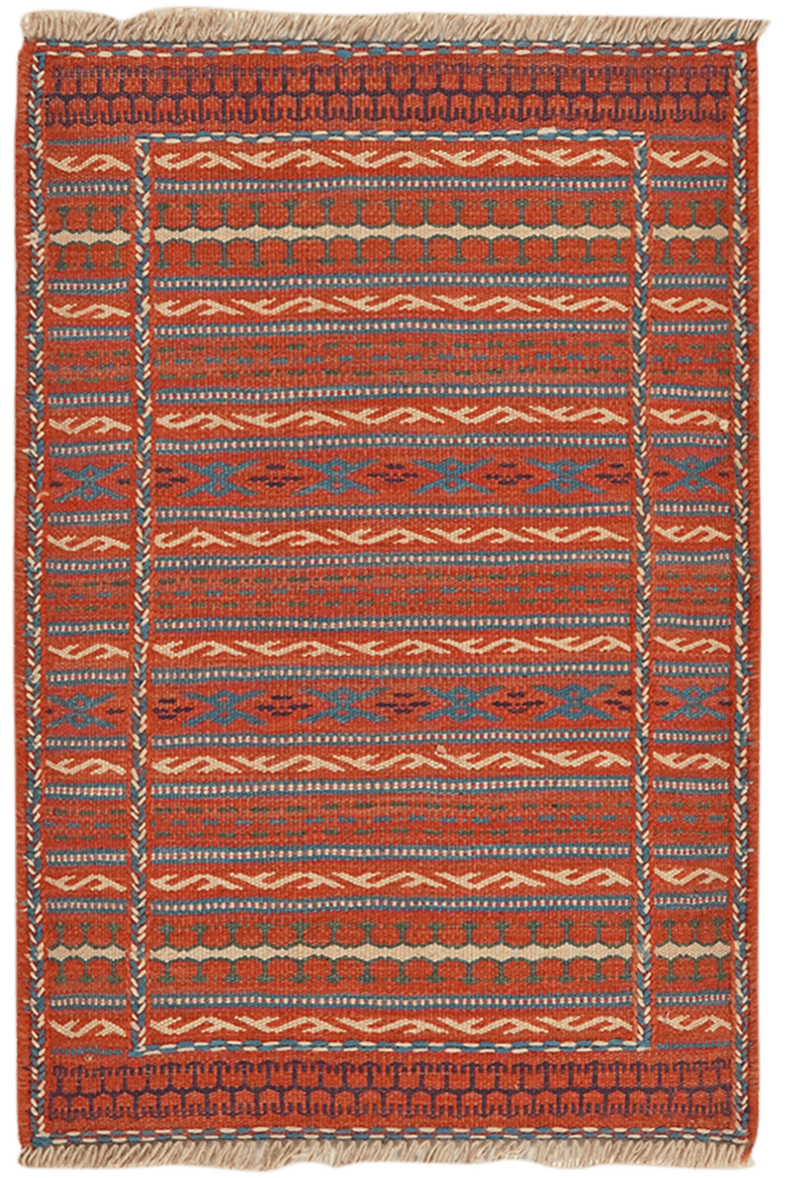 Kelim Kordi — Handmade, 60x87 cm, Red, 100% Virgin Wool | Main view