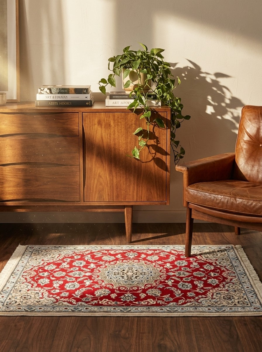 Nain 9La — Hand-knotted, 91x137 cm, Red, 100% Virgin Wool | Back view
