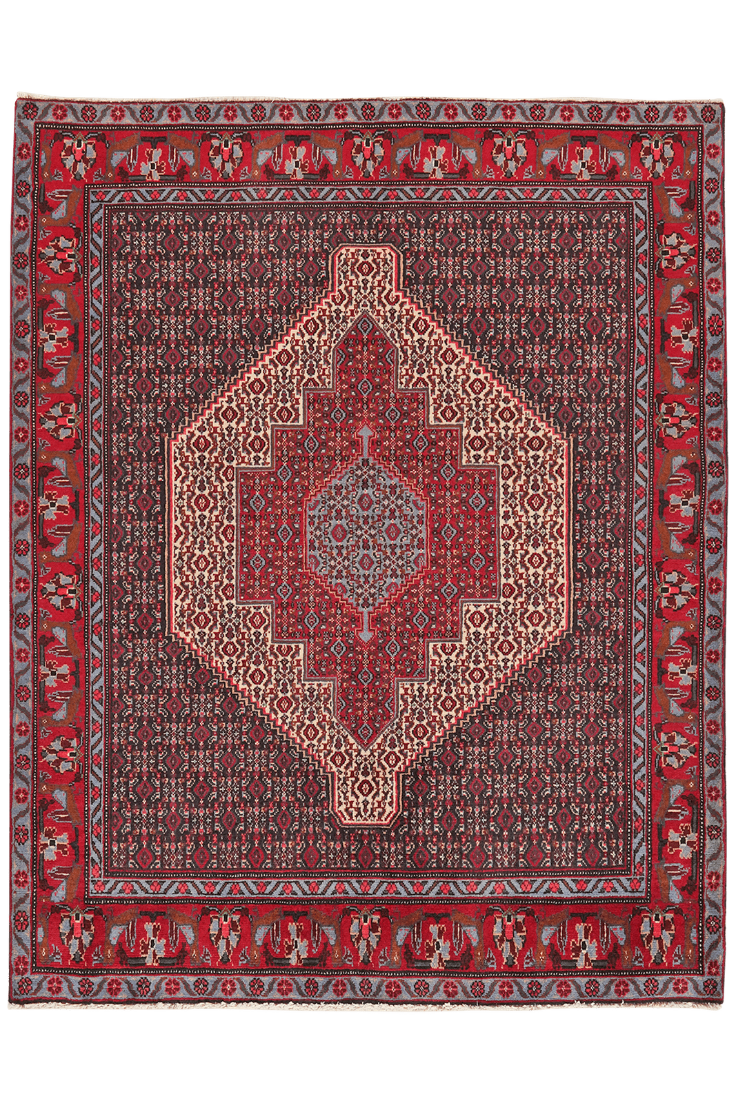 Senneh — Hand-knotted, 124x155 cm, Beige, 100% Virgin Wool | Main view