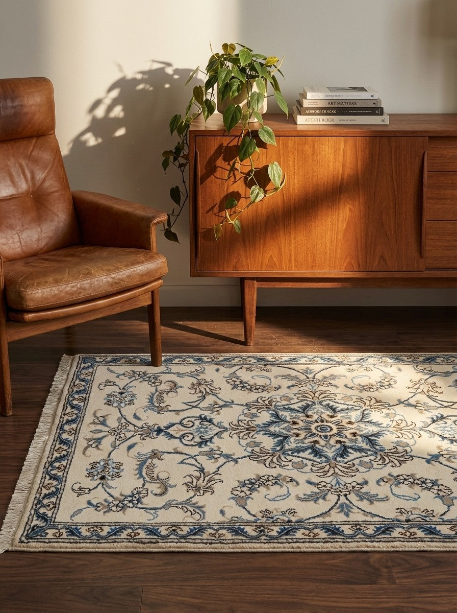 Nain 12La — Hand-knotted, 90x140 cm, Beige, 100% Virgin Wool | Back view