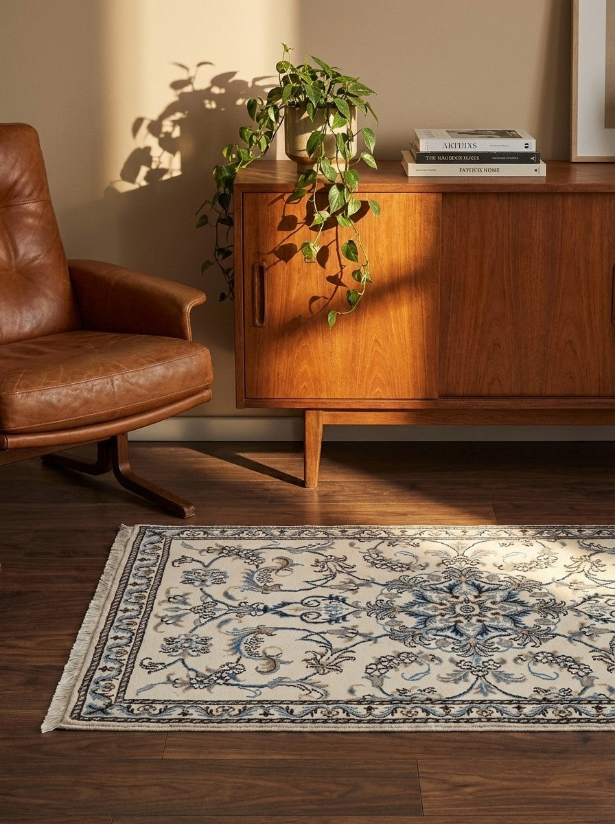 Nain 12La — Hand-knotted, 90x139 cm, Beige, 100% Virgin Wool | Back view