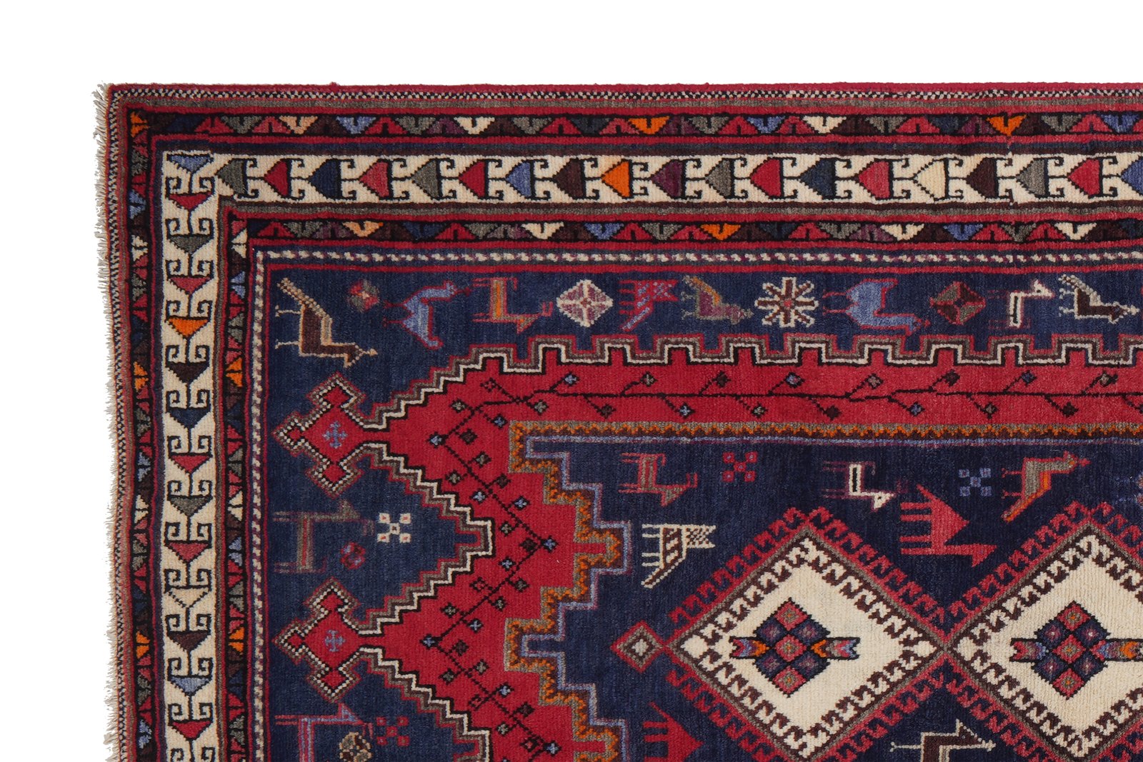 Afshar — Hand-knotted, 105x214 cm, Blue, 100% Virgin Wool | View 3