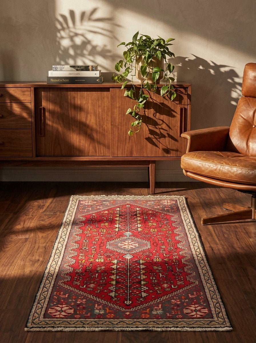 Abadeh — Handgefertigt, 147x62 cm, Beige, 100% Virgin Wool | Back view