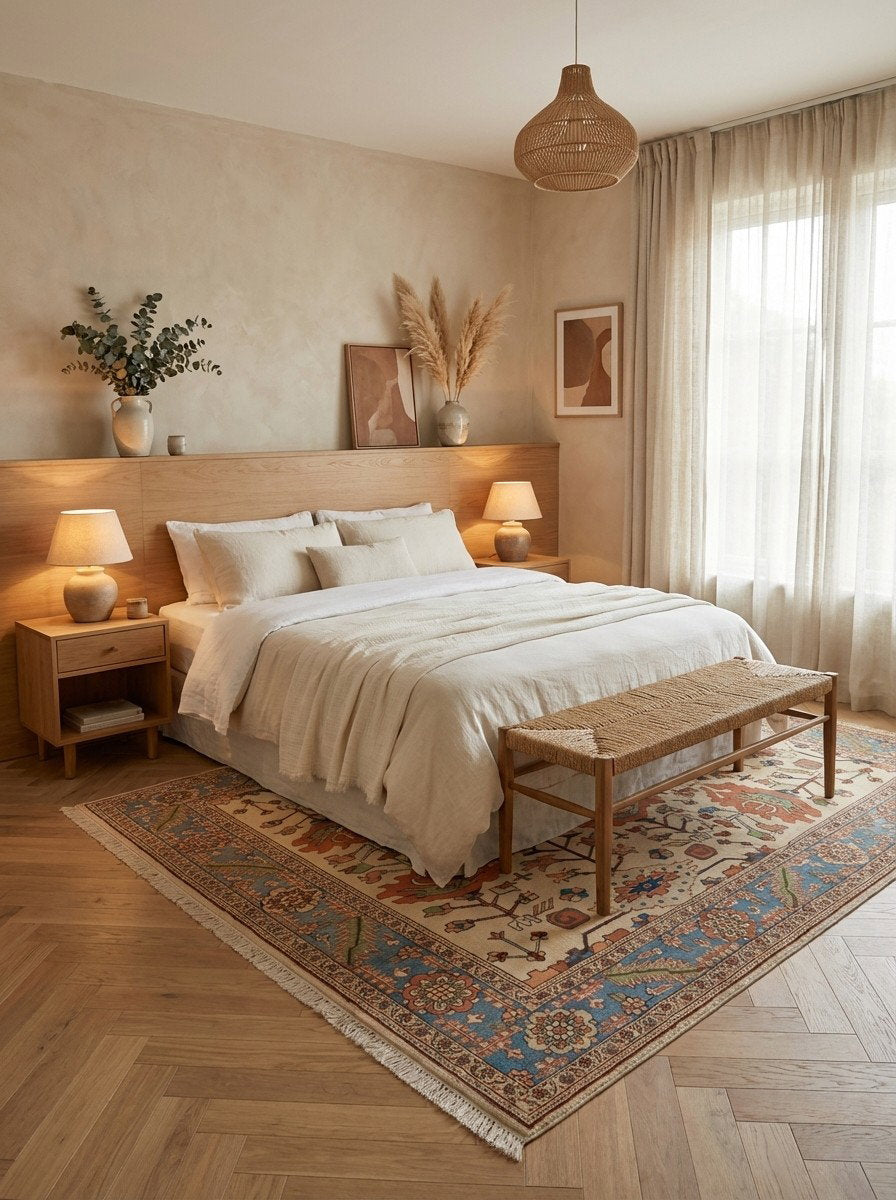 Serapi — Handgefertigt, 282x209 cm, Blau, 100% Virgin Wool | Detail view