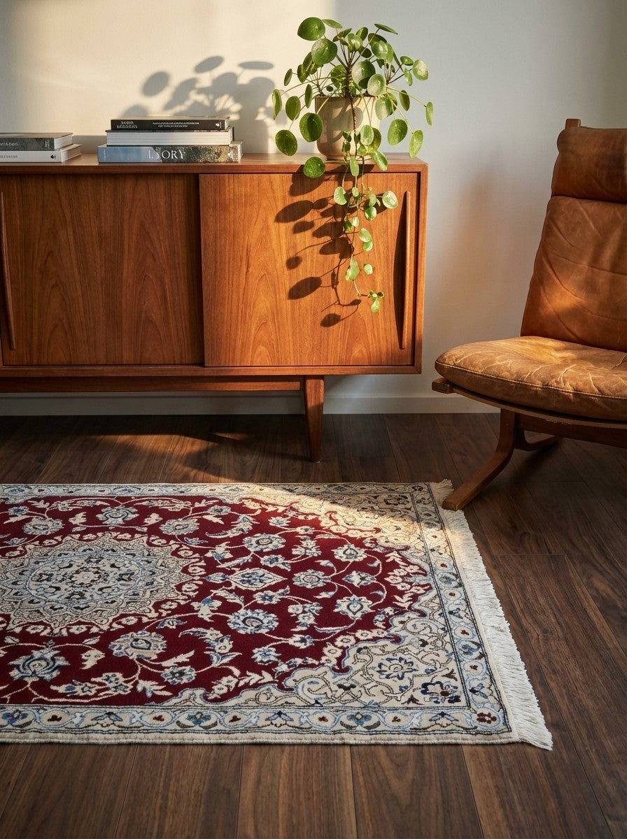 Nain 9La — Hand-knotted, 90x137 cm, Red, 100% Virgin Wool | Back view