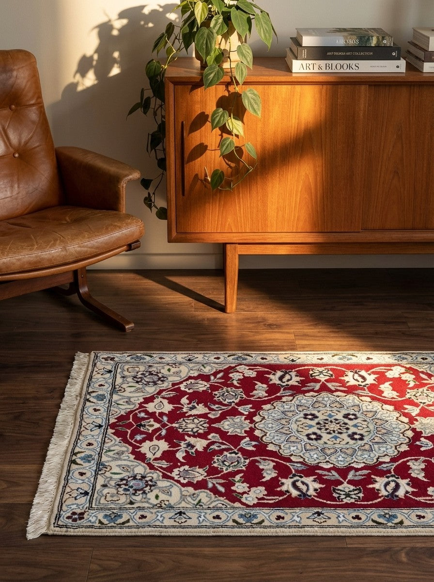 Nain 9La — Hand-knotted, 70x99 cm, Red, 100% Virgin Wool | Back view