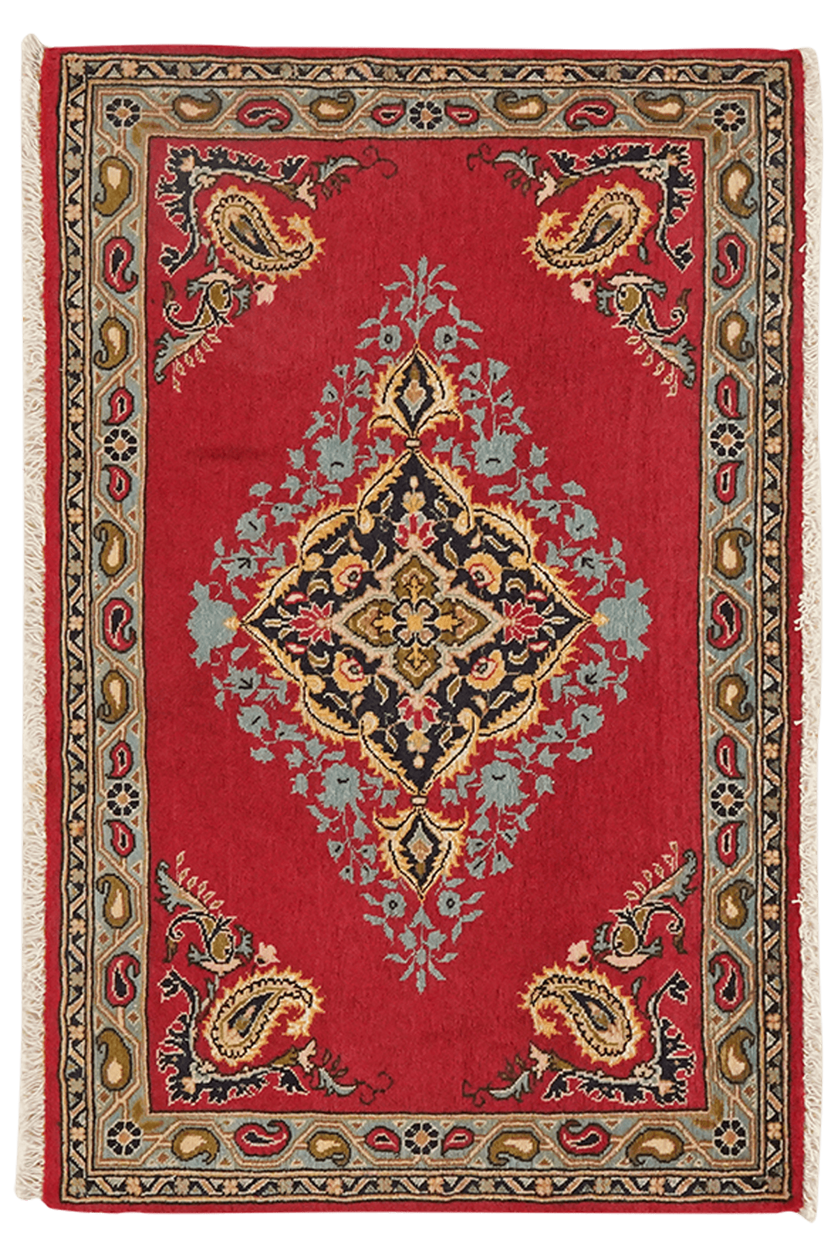 Kashan — Hand-knotted, 87x58 cm, Red, 95% Schurwolle, 5% Seide | Main view