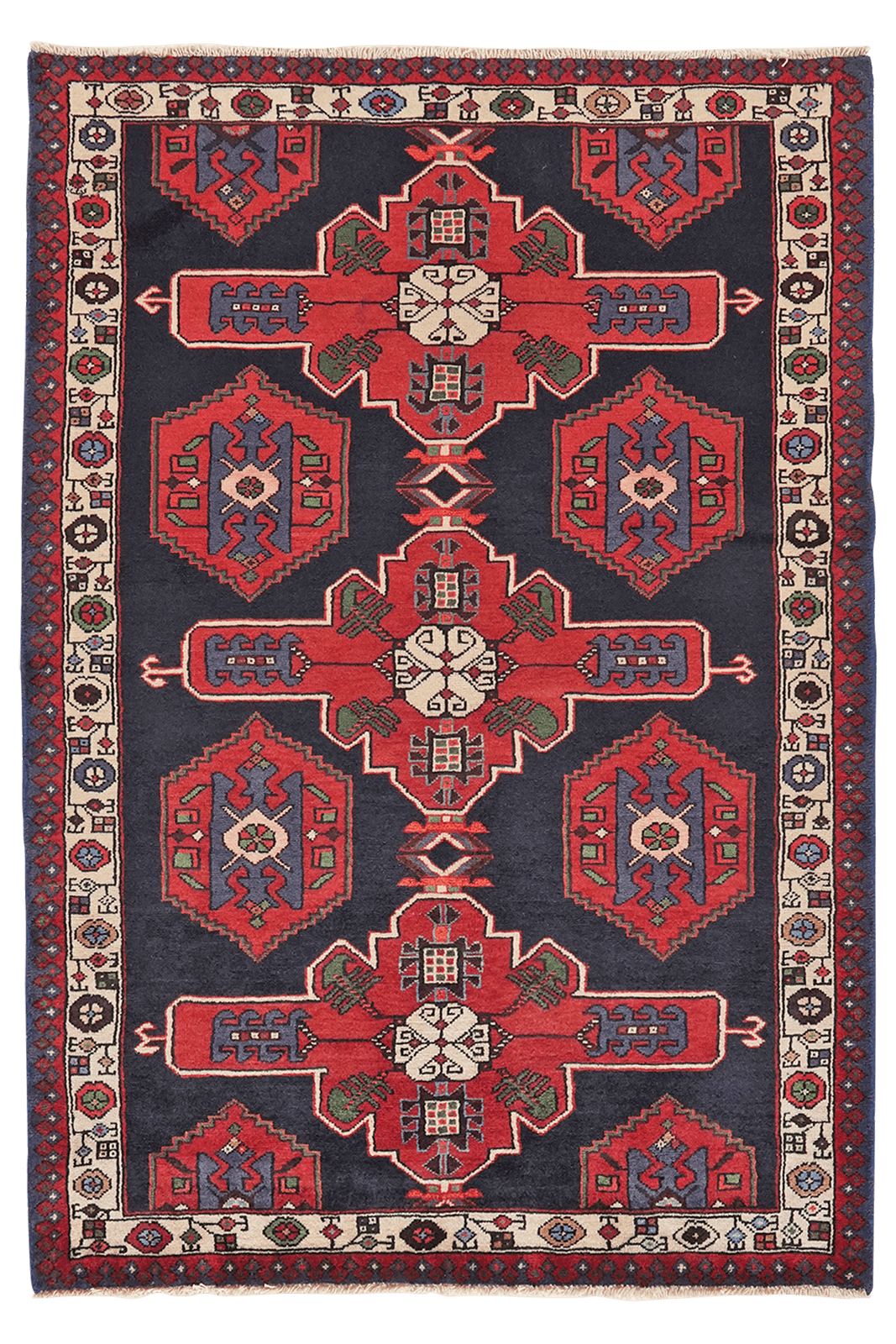 Shahsavan — Hand-knotted, 108x157 cm, Blue, 100% Virgin Wool | Main view