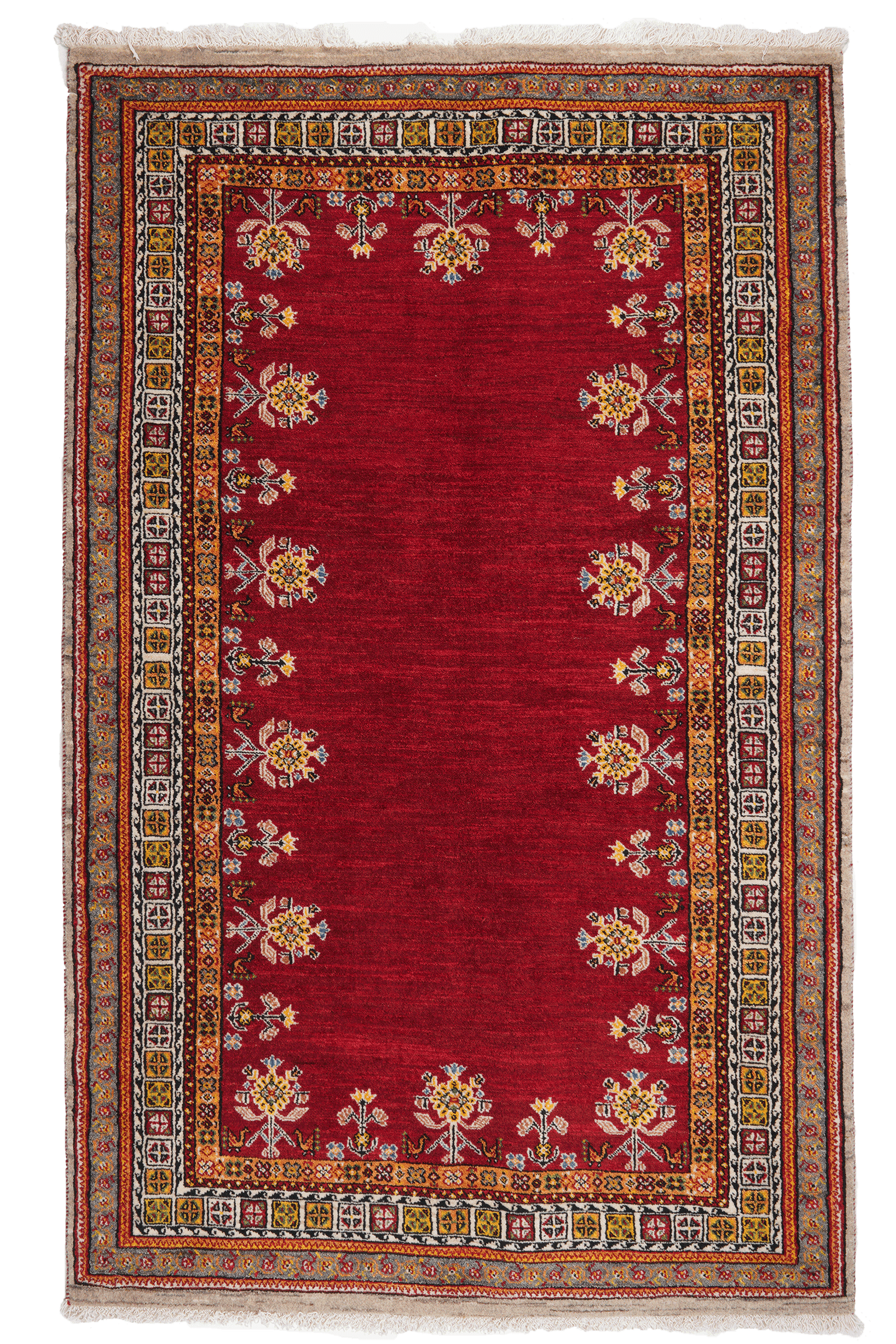 Rizbaf — Hand-knotted, 133x213 cm, Red, 100% Virgin Wool | Main view