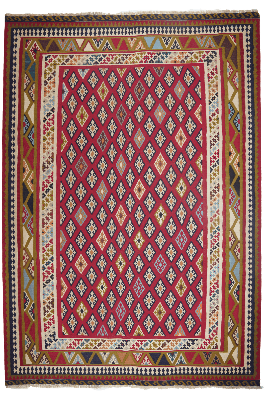 Kelim Gashgai Old — Handmade, 186x266 cm, Red, 100% Virgin Wool | Main view