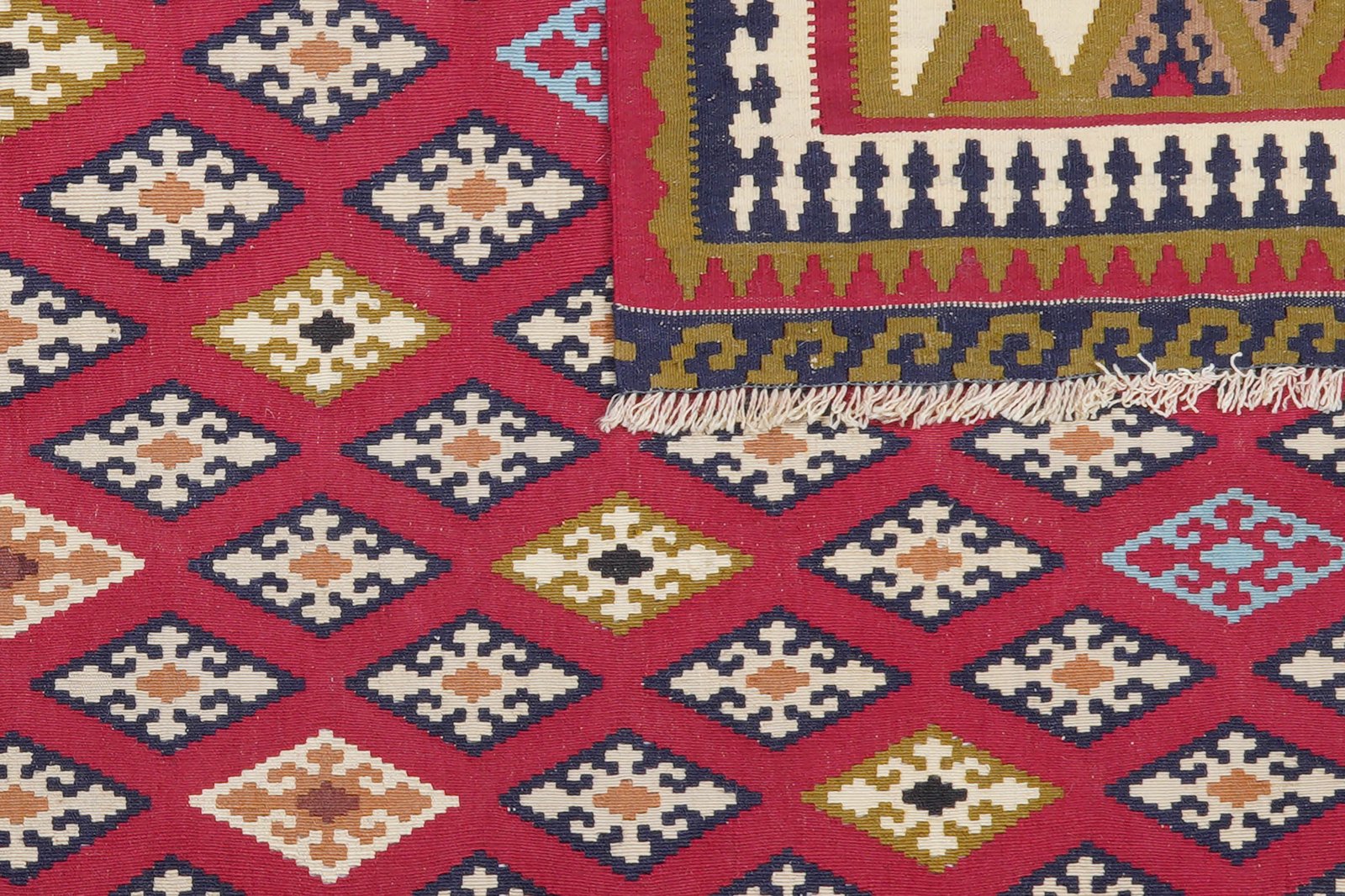 Kelim Gashgai Old — Handmade, 186x266 cm, Red, 100% Virgin Wool | View 7