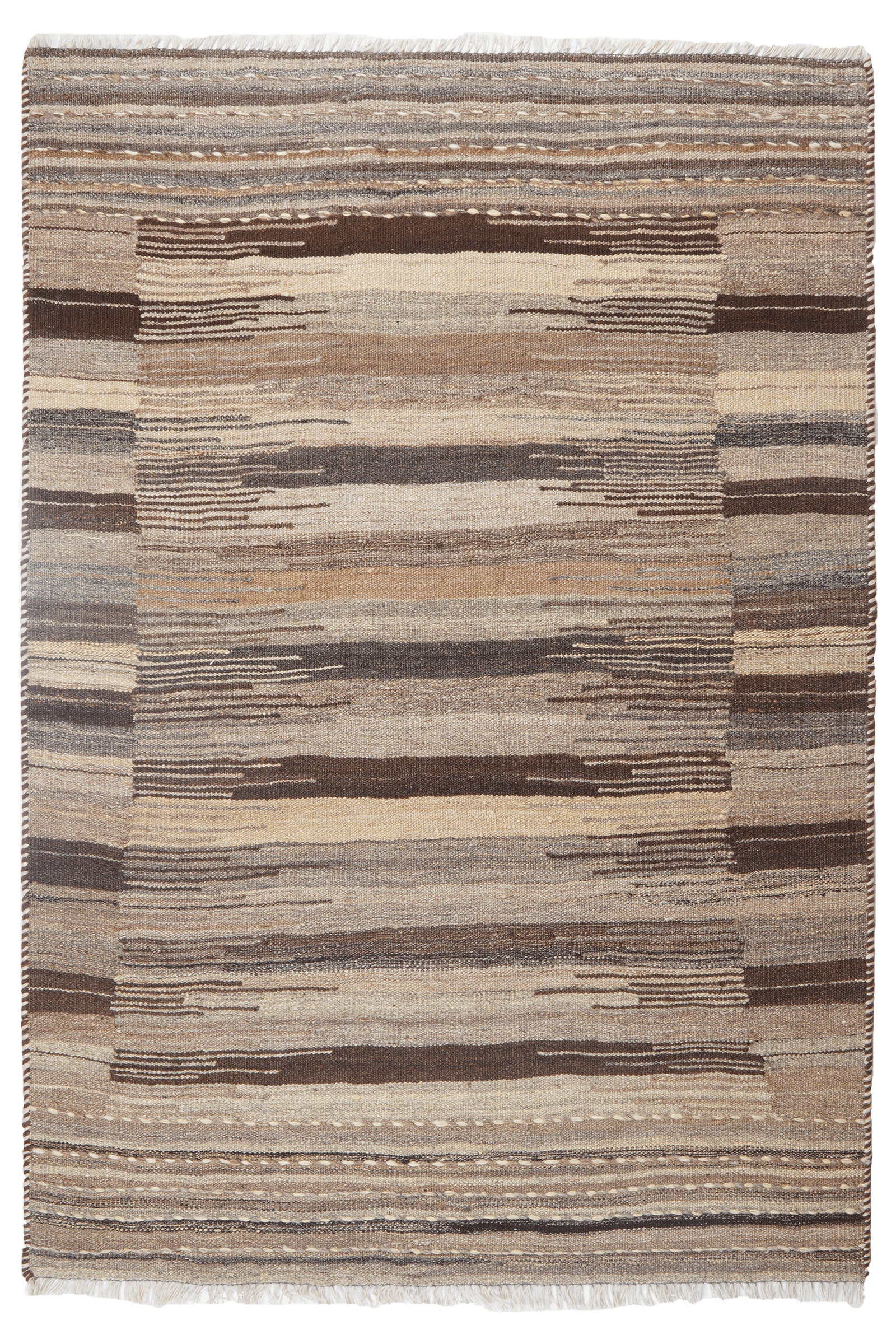 Kelim Gashgai — Handgefertigt, 157x108 cm, Braun, 100% Virgin Wool | Main view