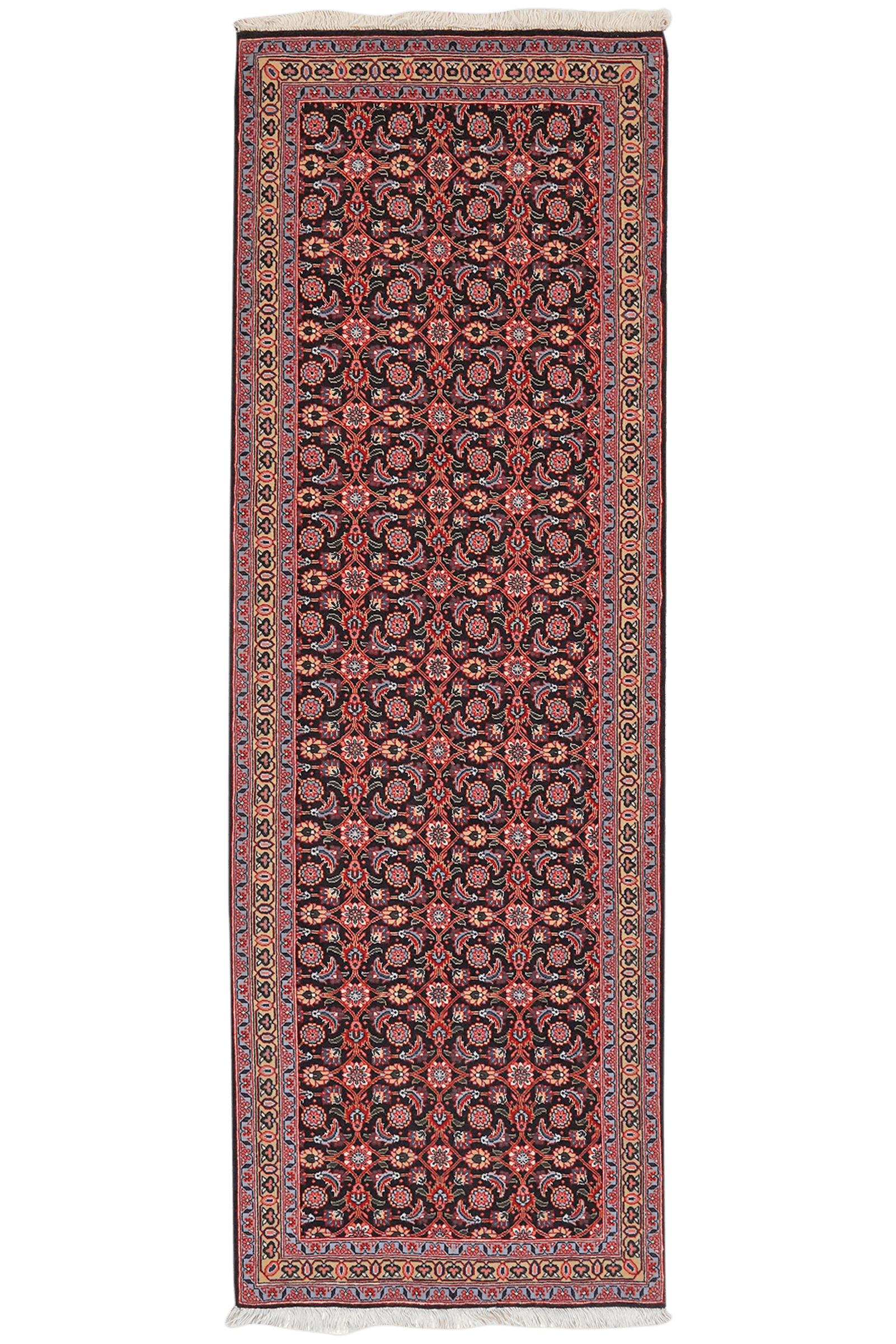 Tabriz 50 Raj — Hand-knotted, 65x196 cm, Black, 100% Virgin Wool | Main view