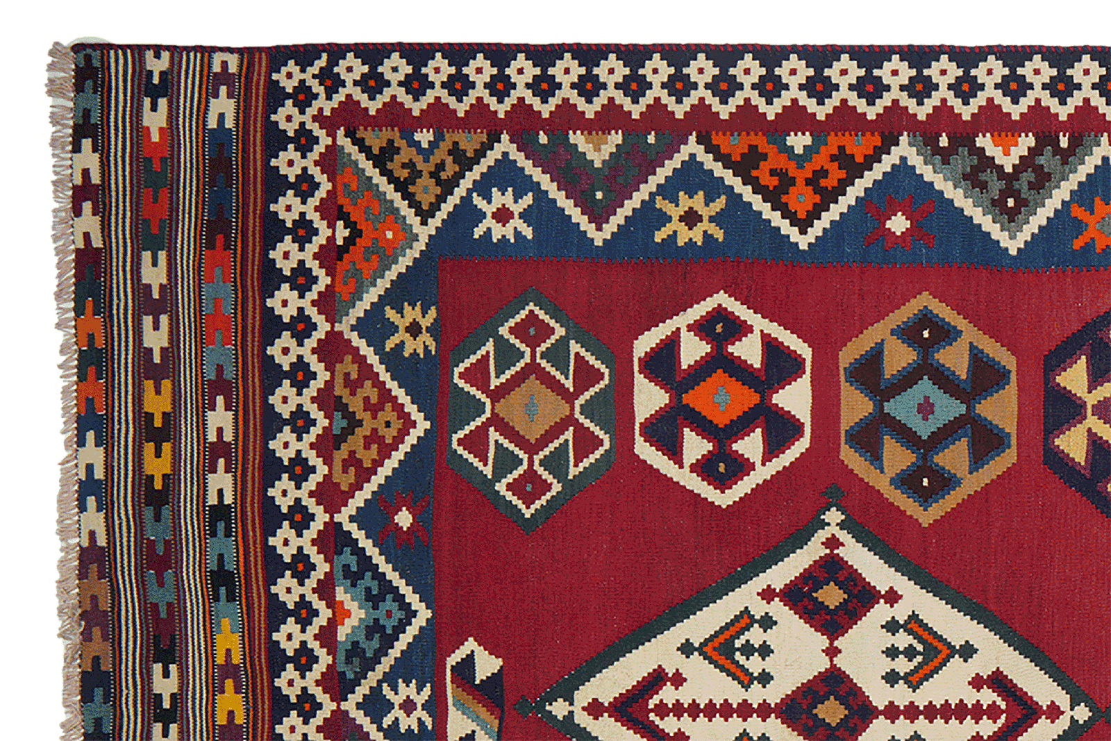 Kelim Gashgai Old — Handmade, 137x322 cm, Red, 100% Virgin Wool | View 3