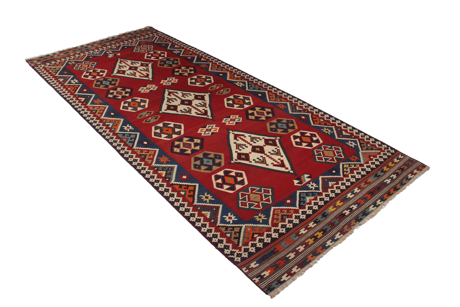 Kelim Gashgai Old — Handmade, 137x322 cm, Red, 100% Virgin Wool | View 6