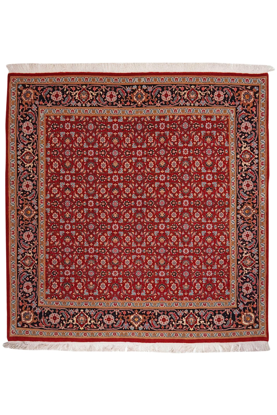 Tabriz 40 Raj — Hand-knotted, 196x204 cm, Red, 100% Virgin Wool | Main view