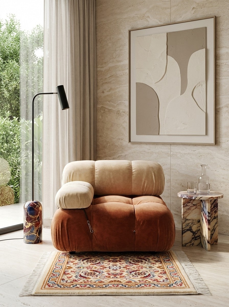 Tabriz 40 Raj — Hand-knotted, 50x54 cm, Beige, 100% Virgin Wool | Detail view
