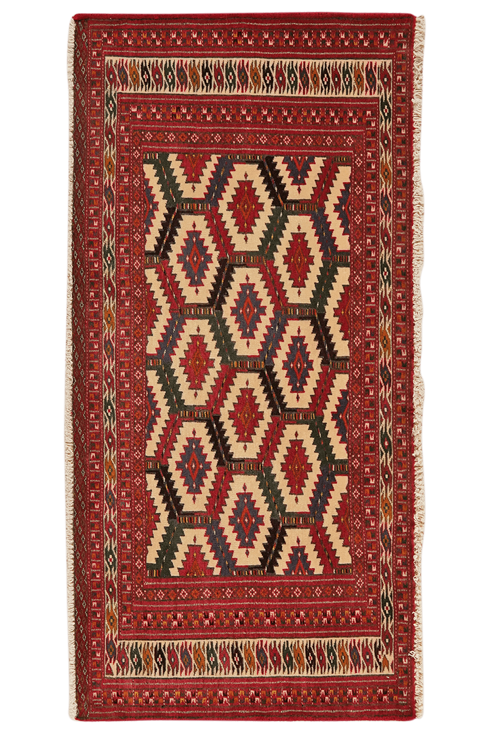 Turkman — Hand-knotted, 128x63 cm, Multicolor, 100% Virgin Wool | Main view