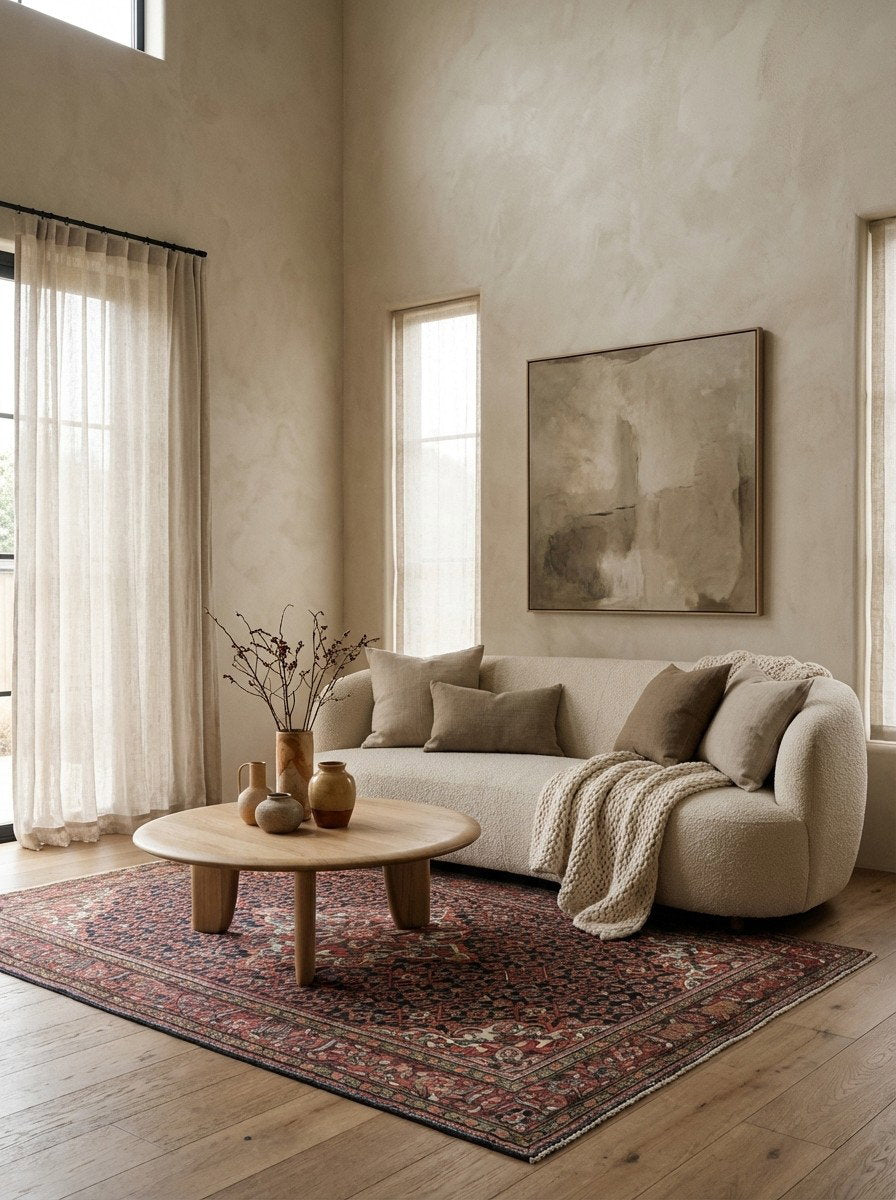 Koutabad — Handgefertigt, 212x153 cm, Rot, 100% Virgin Wool | Detail view