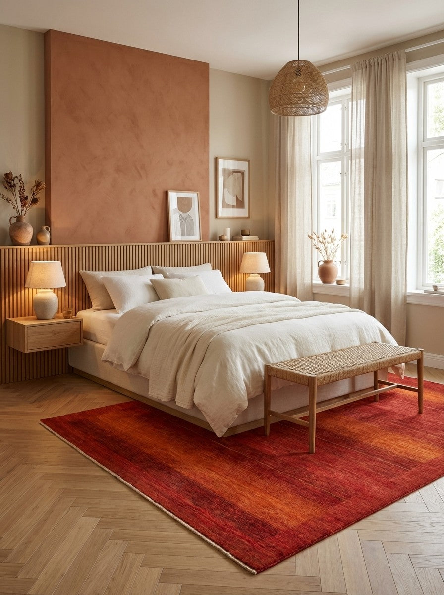 Rizbaf — Hand-knotted, 223x296 cm, Red, 100% Virgin Wool | Detail view