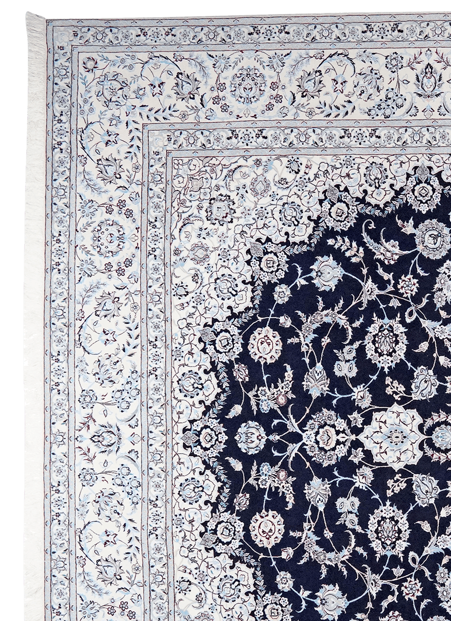 Nain 6La — Hand-knotted, 261x361 cm, Blue, 100% Virgin Wool | View 3