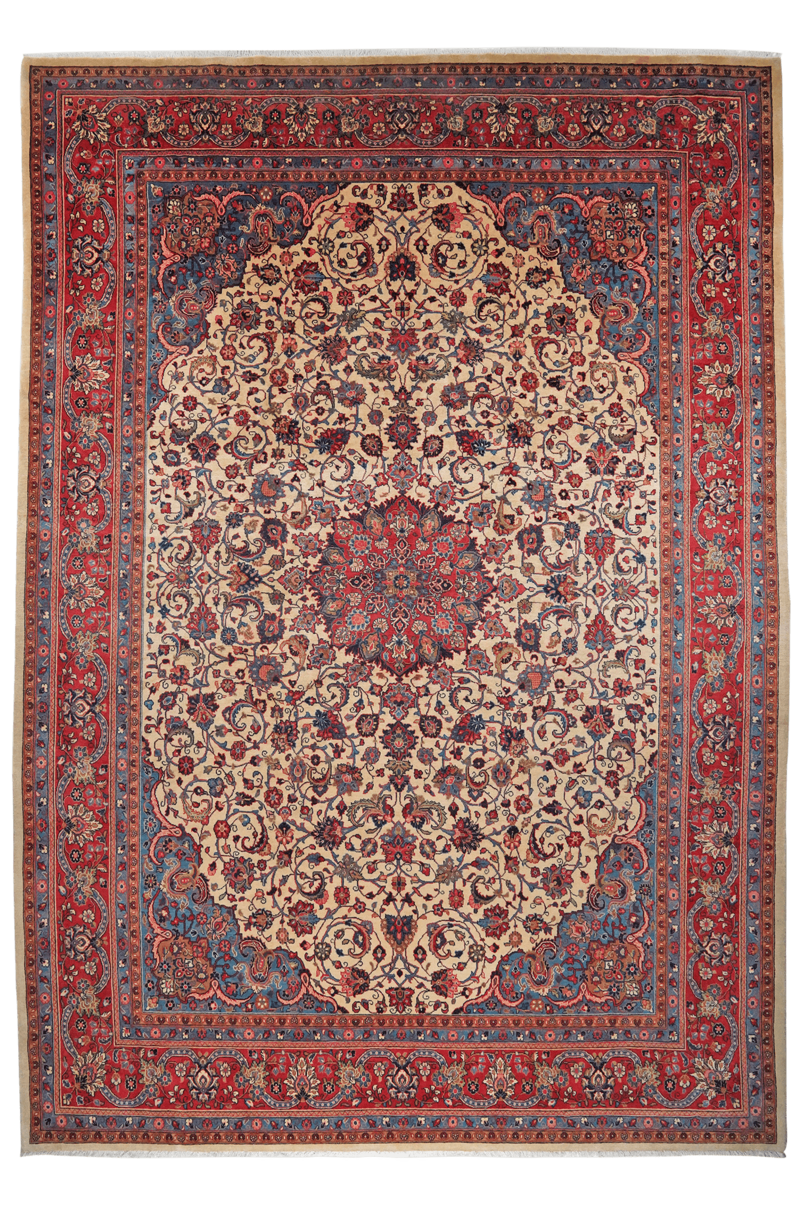 Sarough — Hand-knotted, 264x385 cm, Beige, 100% Virgin Wool | Main view