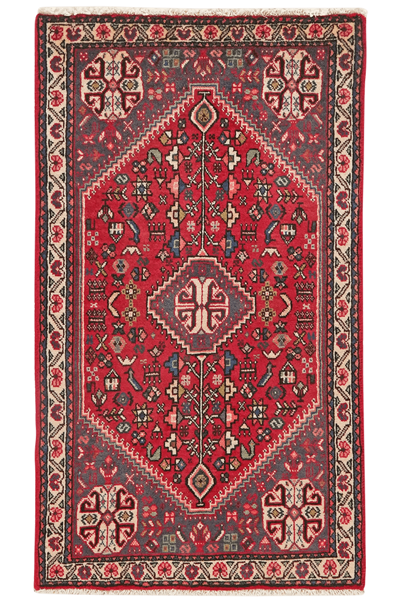Abadeh — Hand-knotted, 62x107 cm, Red, 100% Virgin Wool | Main view