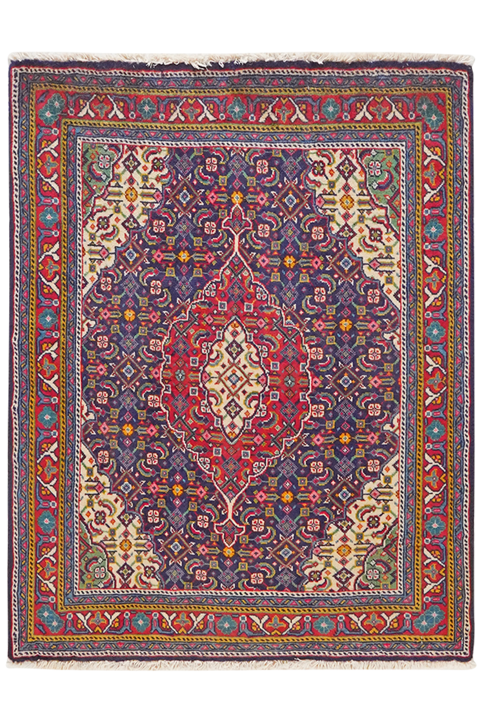 Sarough — Hand-knotted, 65x85 cm, Blue, 100% Virgin Wool | Main view