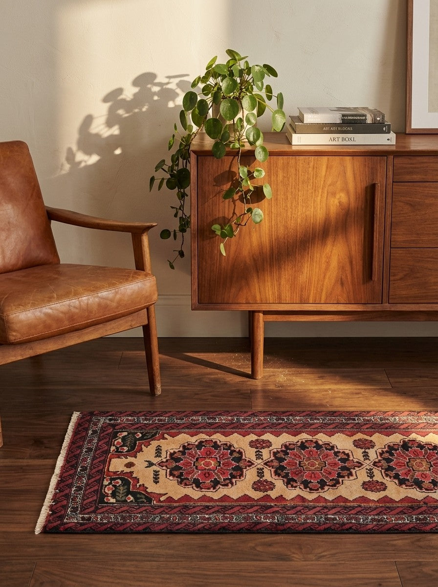 Belutch — Hand-knotted, 68x135 cm, Beige, 100% Virgin Wool | Back view