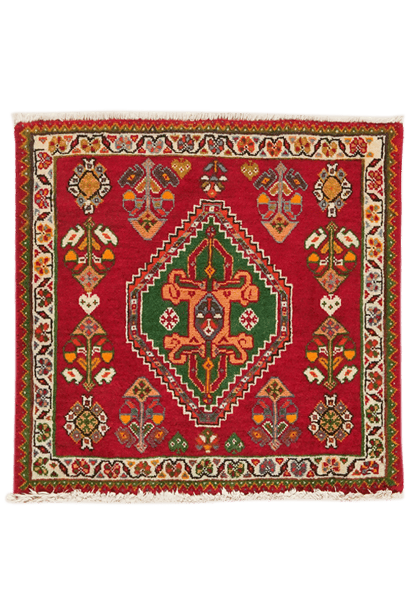 Gashgai — Hand-knotted, 51x50 cm, Red, 100% Virgin Wool | Main view