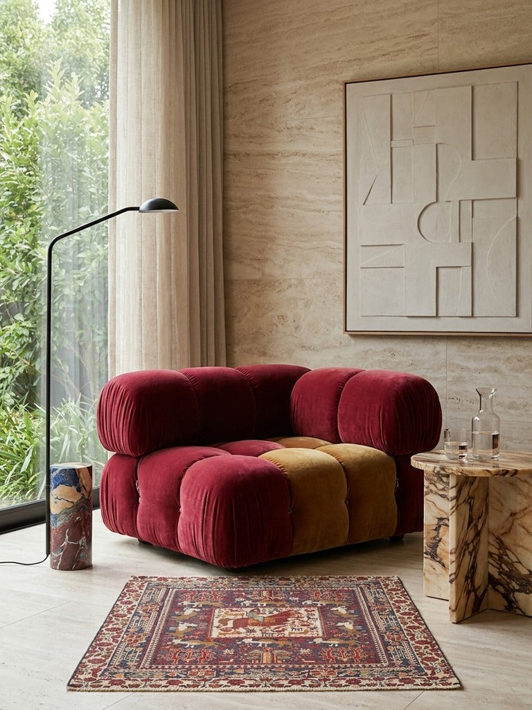 Belutch — Hand-knotted, 78x84 cm, Multicolor, 100% Virgin Wool | Detail view