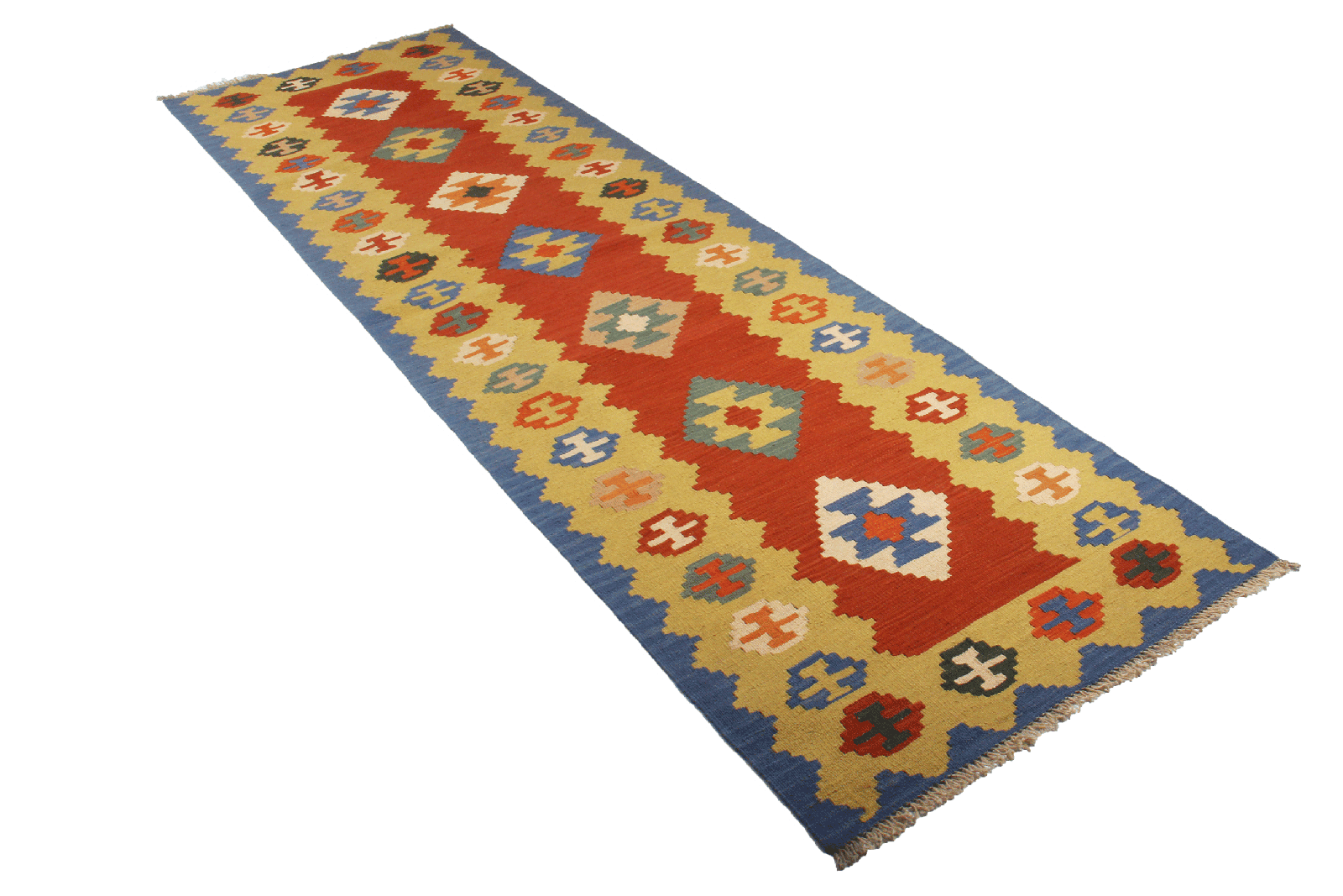Kelim Gashgai — Handmade, 83x296 cm, Red, 100% Virgin Wool | View 6