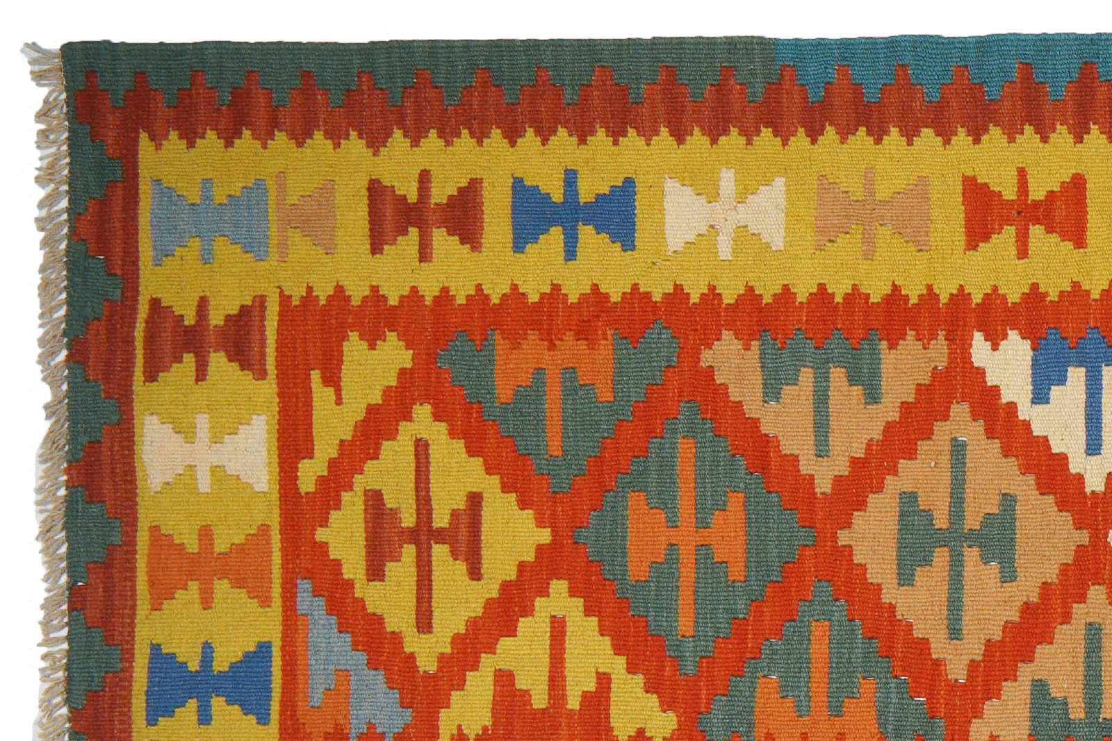 Kelim Gashgai — Handmade, 85x295 cm, Red, 100% Virgin Wool | View 3