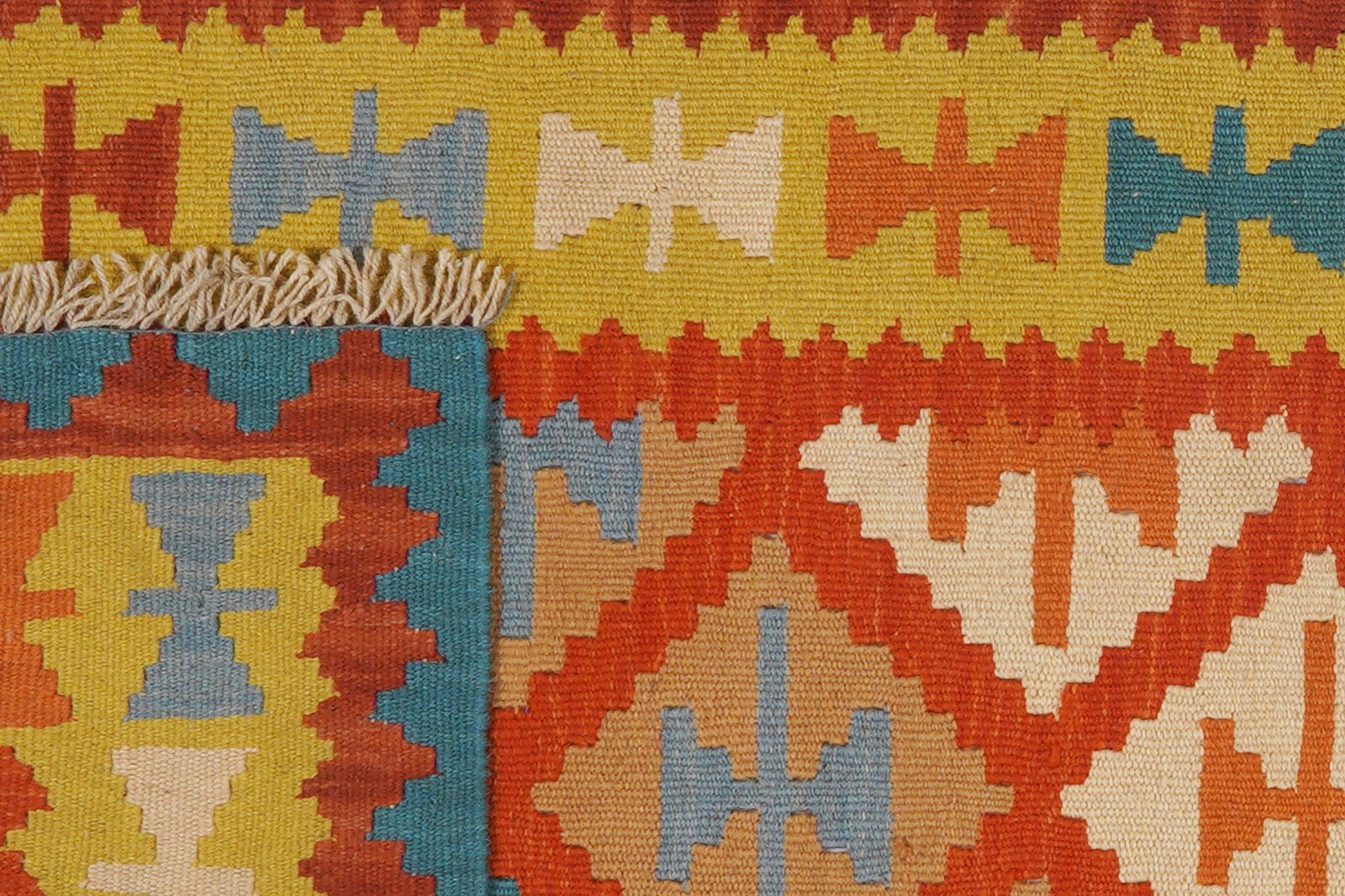 Kelim Gashgai — Handmade, 85x295 cm, Red, 100% Virgin Wool | View 5
