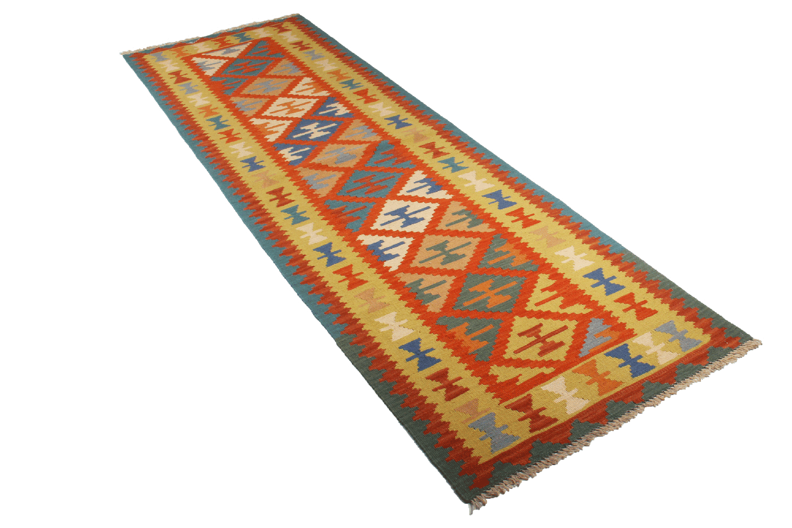 Kelim Gashgai — Handmade, 85x295 cm, Red, 100% Virgin Wool | View 6